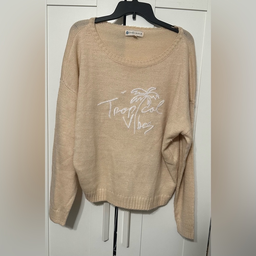 Tropical Vibes Beige Sweater